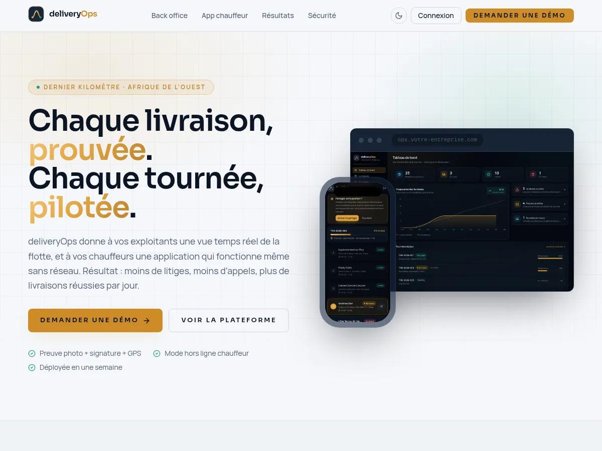 deliveryOps — SaaS · Logistique — projet livré par Kolonell